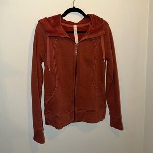 Lululemon scuba plush full zip hoodie heathered soft cranberry
